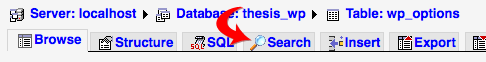 phpMyAdmin Search tab