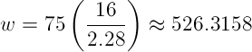 Sample predicted width calculation based on CPL